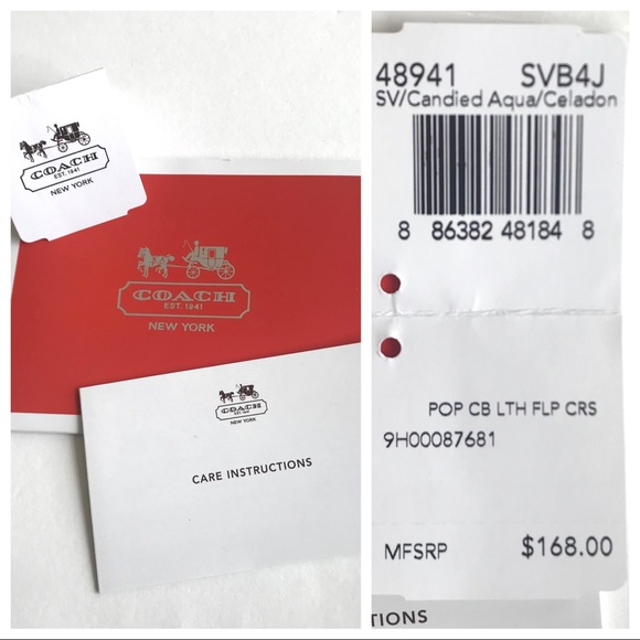 Coach POPPY Color-Block Aqua Green/Chartreuse Leather Flap Crossbody 48941
SVB4J - Picture 13 of 15